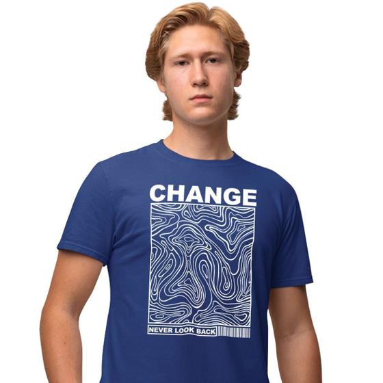 Imagem de Camisa Camiseta Estampada Masculina em Algodão 30.1 Change Never Look Back