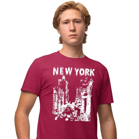 Imagem de Camisa Camiseta Estampada Masculina em Algodão 30.1 New York City