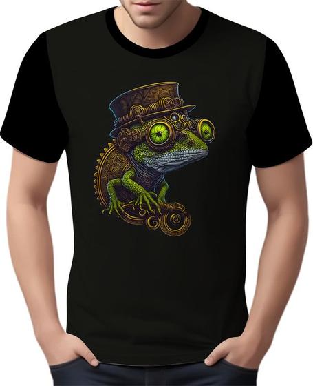 Imagem de Camisa Camiseta Estampada Steampunk Camaleão Tecnovapor 3