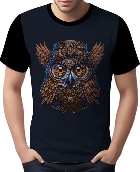 Imagem de Camisa Camiseta Estampada Steampunk Coruja Tecnovapor 4