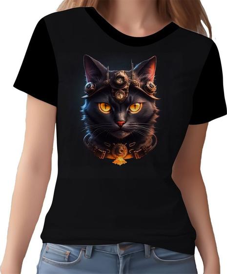 Imagem de Camisa Camiseta Estampada Steampunk Gato Face Tecnovapor 1