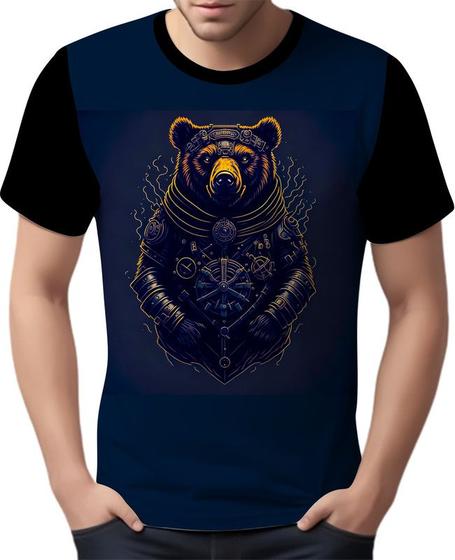 Imagem de Camisa Camiseta Estampada Steampunk Urso Tecnovapor HD 12