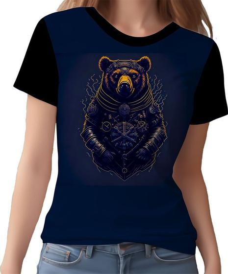 Imagem de Camisa Camiseta Estampada Steampunk Urso Tecnovapor HD 3