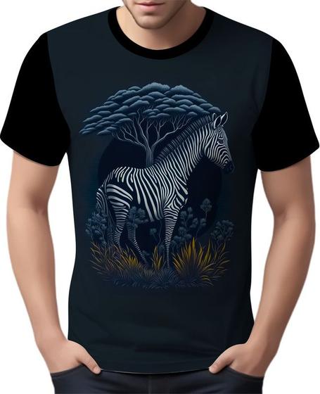 Imagem de Camisa Camiseta Estampada T-shirt Animais Zebra Listras HD 2