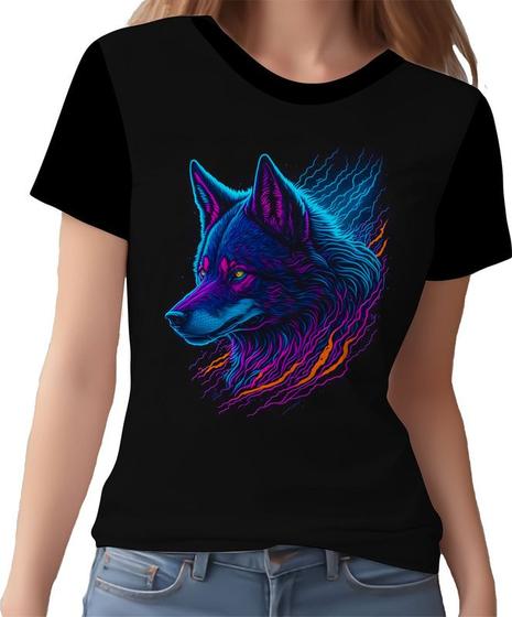 Imagem de Camisa Camiseta Estampada T-shirt Face Lobo Neon Canino 1