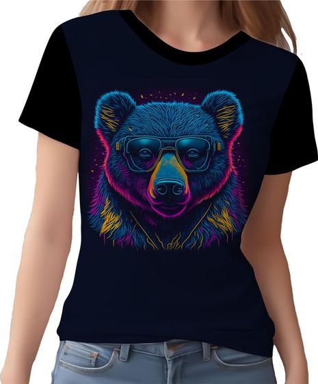 Imagem de Camisa Camiseta Estampada T-shirt Face Urso Neon Moda 3