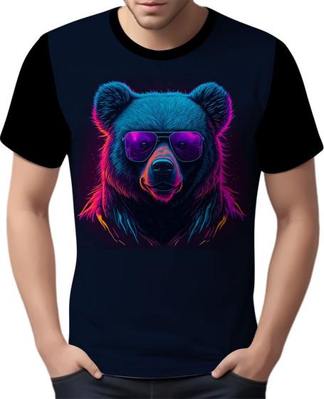 Imagem de Camisa Camiseta Estampada T-shirt Face Urso Neon Moda 5