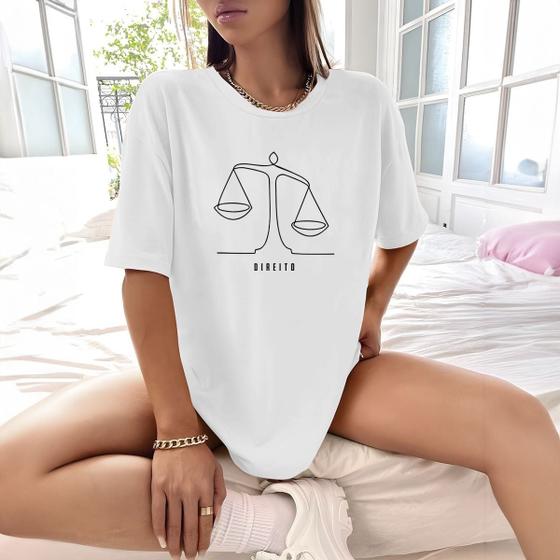 Imagem de Camisa Camiseta Feminina Estampada Direito Balança da Justiça 100% Algodão Fio 30.1 Penteado