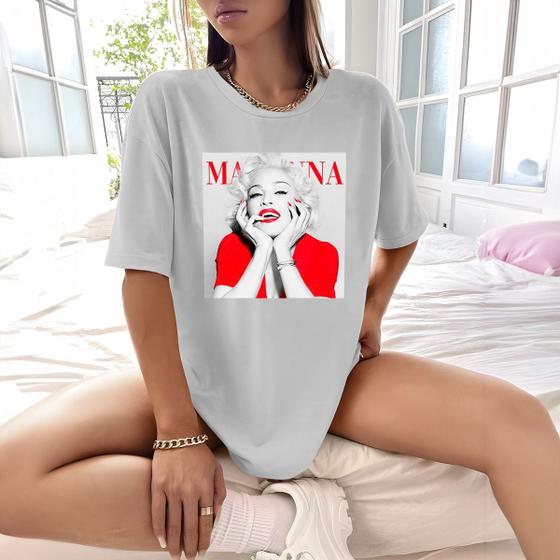 Imagem de Camisa Camiseta Feminina Estampada Madonna 100% Algodão Fio 30.1 Penteado