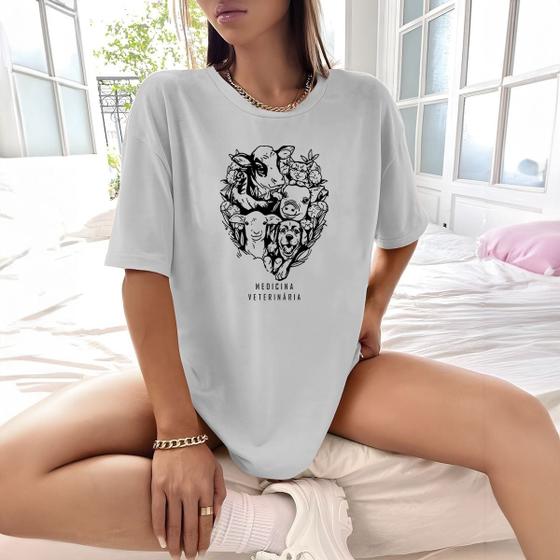 Imagem de Camisa Camiseta Feminina Estampada Medicina Veterinaria 100% Algodão Fio 30.1 Penteado