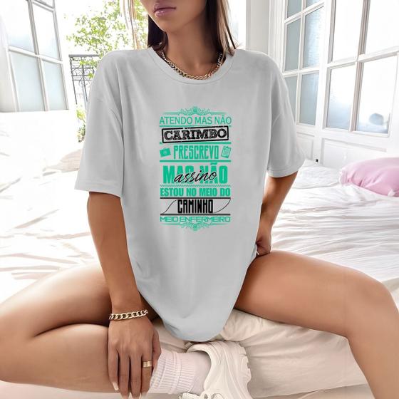 Imagem de Camisa Camiseta Feminina Estampada Meio Enfermeiro 100% Algodão Fio 30.1 Penteado