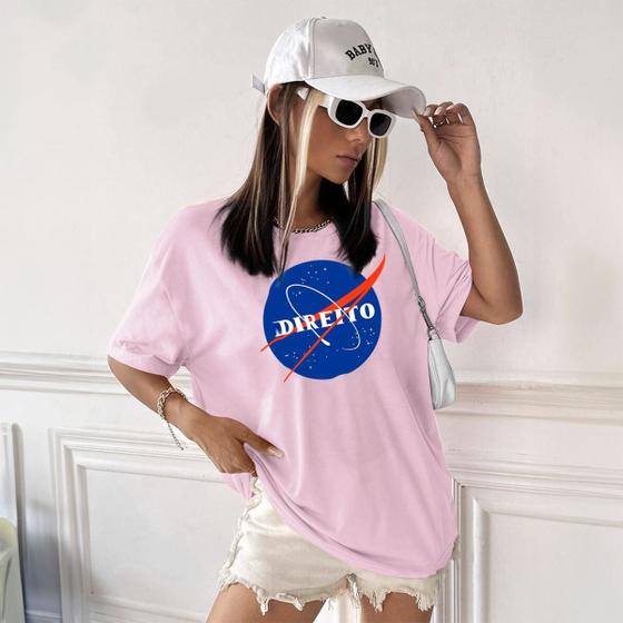 Imagem de Camisa Camiseta Feminina Estampada Nasa Direito 100% Algodão Fio 30.1 Penteado