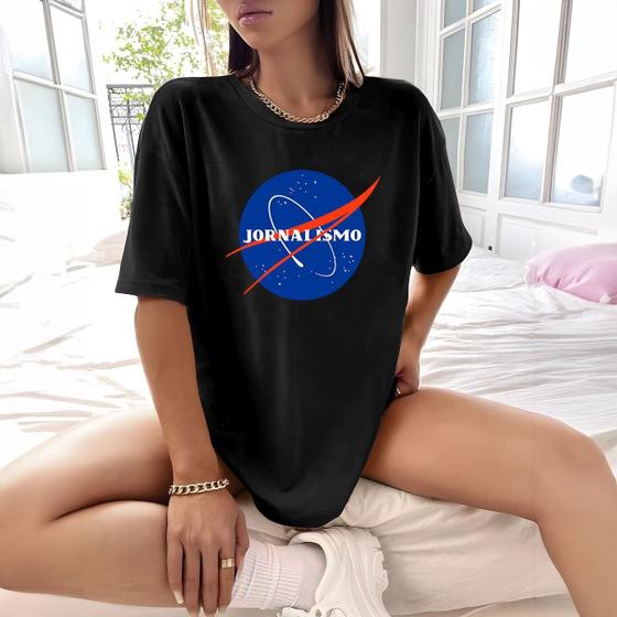 Imagem de Camisa Camiseta Feminina Estampada Nasa Jornalismo 100% Algodão Fio 30.1 Penteado