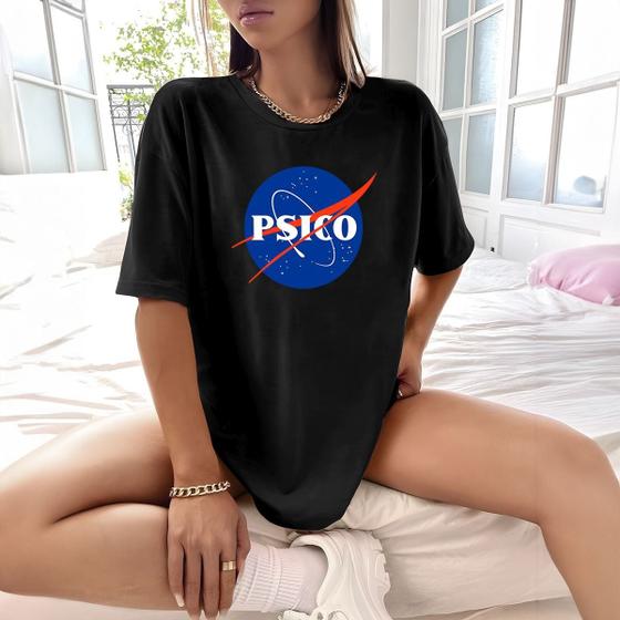 Imagem de Camisa Camiseta Feminina Estampada Nasa Psico 100% Algodão Fio 30.1 Penteado