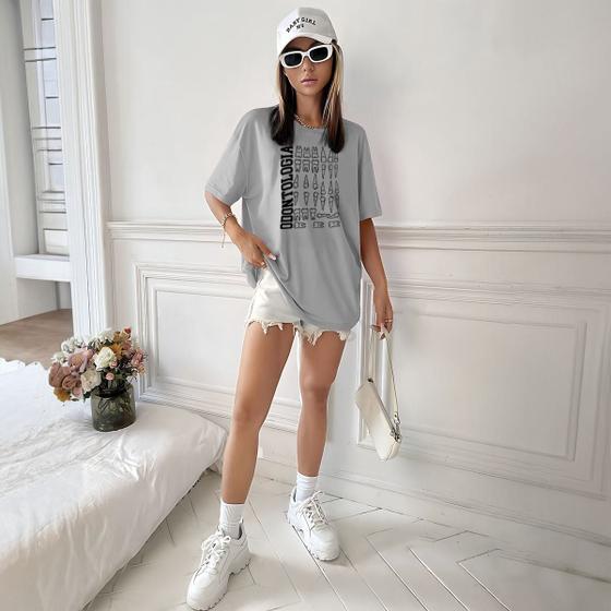 Imagem de Camisa Camiseta Feminina Estampada Odontologia 100% Algodão Fio 30.1 Penteado