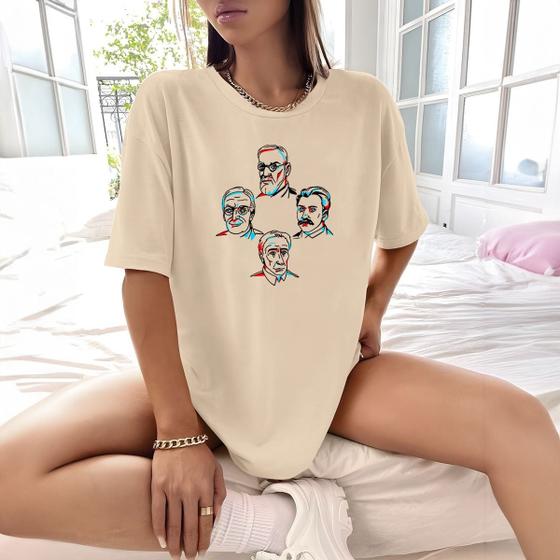 Imagem de Camisa Camiseta Feminina Estampada Os Caras Psicologia 100% Algodão Fio 30.1 Penteado