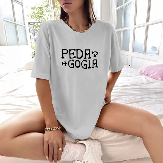 Imagem de Camisa Camiseta Feminina Estampada Pedagogia 100% Algodão Fio 30.1 Penteado