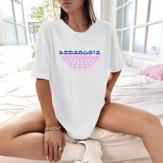Imagem de Camisa Camiseta Feminina Estampada Pedagogia Retro 100% Algodão Fio 30.1 Penteado
