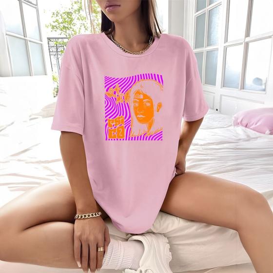Imagem de Camisa Camiseta Feminina Estampada Psicologia Trip 100% Algodão Fio 30.1 Penteado
