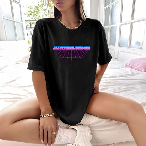 Imagem de Camisa Camiseta Feminina Estampada Retro Jornalismo 100% Algodão Fio 30.1 Penteado