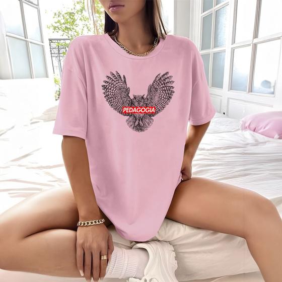 Imagem de Camisa Camiseta Feminina Estampada Suprem Pedagogia 100% Algodão Fio 30.1 Penteado