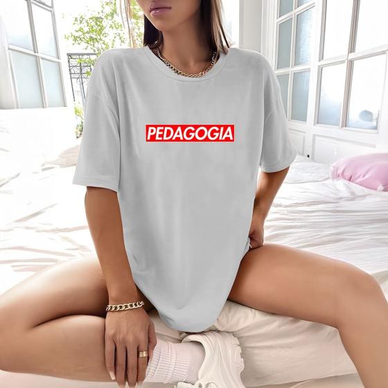 Imagem de Camisa Camiseta Feminina Estampada Suprem Pedagogia 100% Algodão Fio 30.1 Penteado