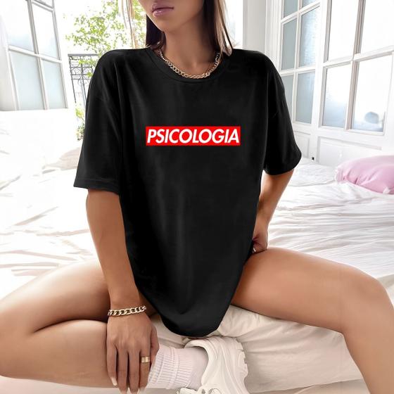 Imagem de Camisa Camiseta Feminina Estampada Suprem Psicologia 100% Algodão Fio 30.1 Penteado