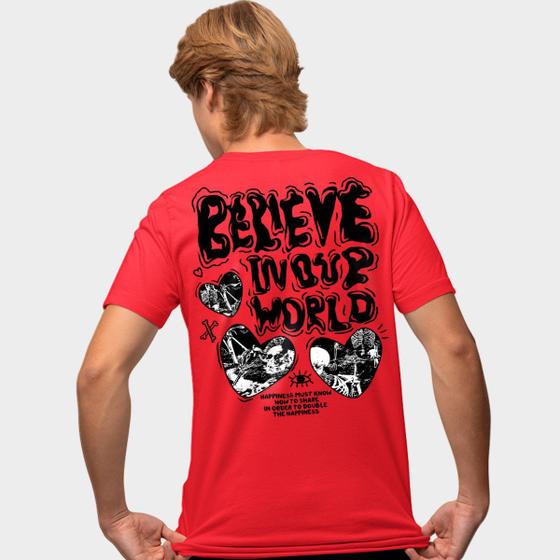 Imagem de Camisa Camiseta Genuine Grit Masculina Estampada Algodão 30.1 Belive Love World
