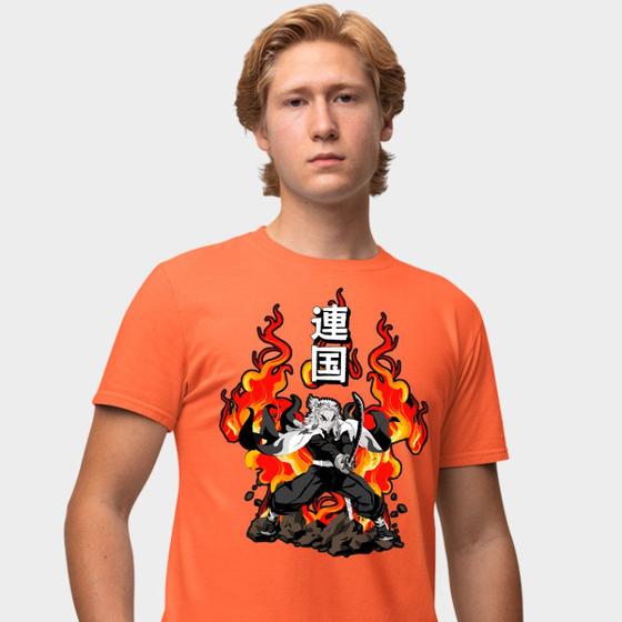 Imagem de Camisa Camiseta Genuine Grit Masculina Estampada Algodão 30.1 Demon Slayer Kyojuro Rengoku