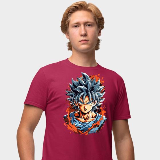 Imagem de Camisa Camiseta Genuine Grit Masculina Estampada Algodão 30.1 Dragon Ball Z Goku Saiyajin Azul