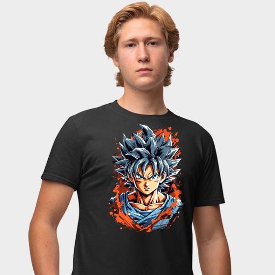 Imagem de Camisa Camiseta Genuine Grit Masculina Estampada Algodão 30.1 Dragon Ball Z Goku Saiyajin Azul