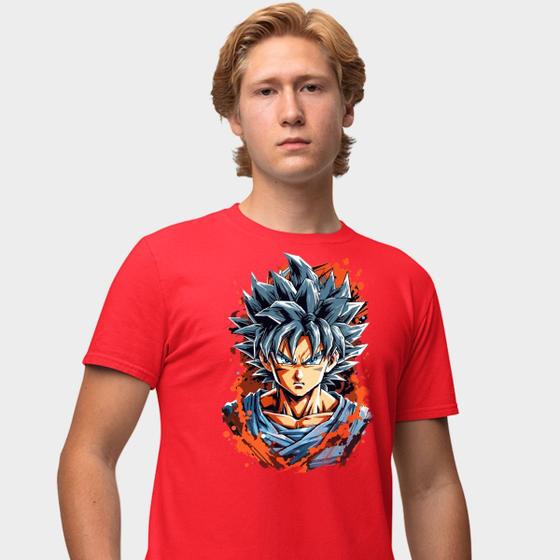 Imagem de Camisa Camiseta Genuine Grit Masculina Estampada Algodão 30.1 Dragon Ball Z Goku Saiyajin Azul