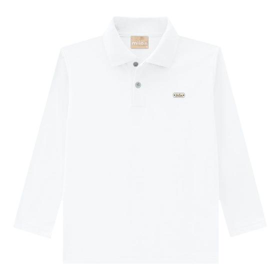 Imagem de Camisa Camiseta Manga Longa Gola Polo Infantil Branco