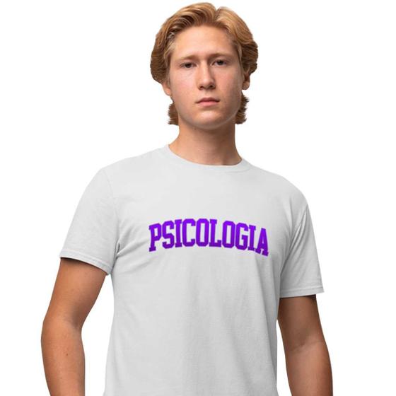 Imagem de Camisa Camiseta Masculina Estampada College Psicologia 100% Algodão Fio 30.1 Penteado