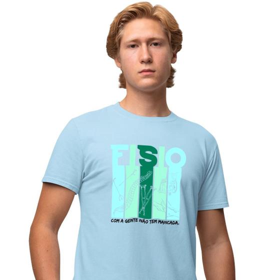 Imagem de Camisa Camiseta Masculina Estampada Fisio Com a Gente Não Tem Mancada 100% Algodão Fio 30.1 Penteado