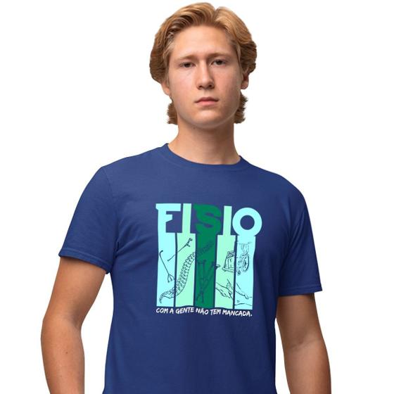 Imagem de Camisa Camiseta Masculina Estampada Fisio Com a Gente Não Tem Mancada 100% Algodão Fio 30.1 Penteado
