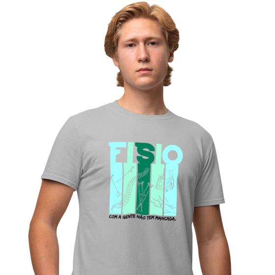 Imagem de Camisa Camiseta Masculina Estampada Fisio Com a Gente Não Tem Mancada 100% Algodão Fio 30.1 Penteado