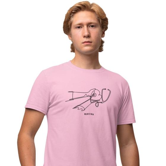 Imagem de Camisa Camiseta Masculina Estampada Line Medicina 100% Algodão Fio 30.1 Penteado