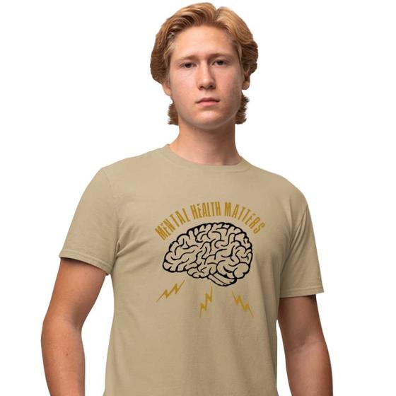 Imagem de Camisa Camiseta Masculina Estampada Mental Health Matters 100% Algodão Fio 30.1 Penteado