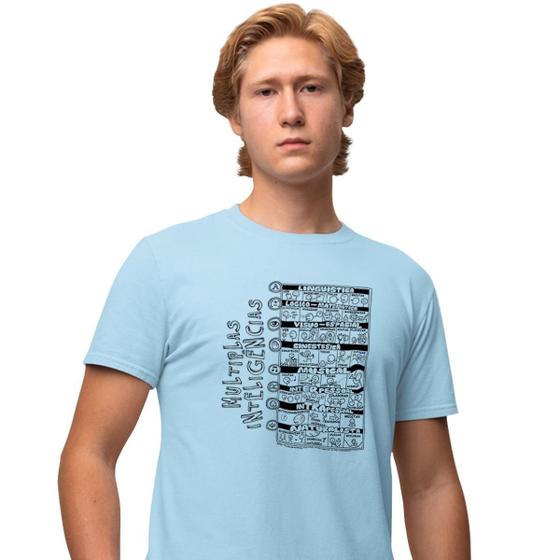 Imagem de Camisa Camiseta Masculina Estampada Multiplas Inteligencia 100% Algodão Fio 30.1 Penteado