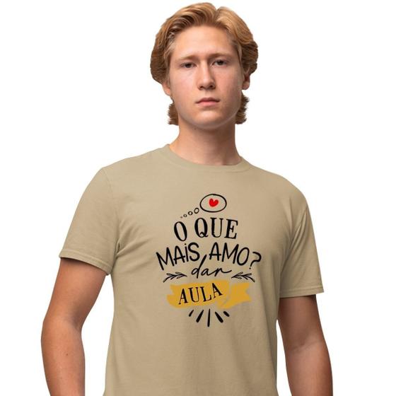 Imagem de Camisa Camiseta Masculina Estampada O Que Mais Amo Dar Aula 100% Algodão Fio 30.1 Penteado