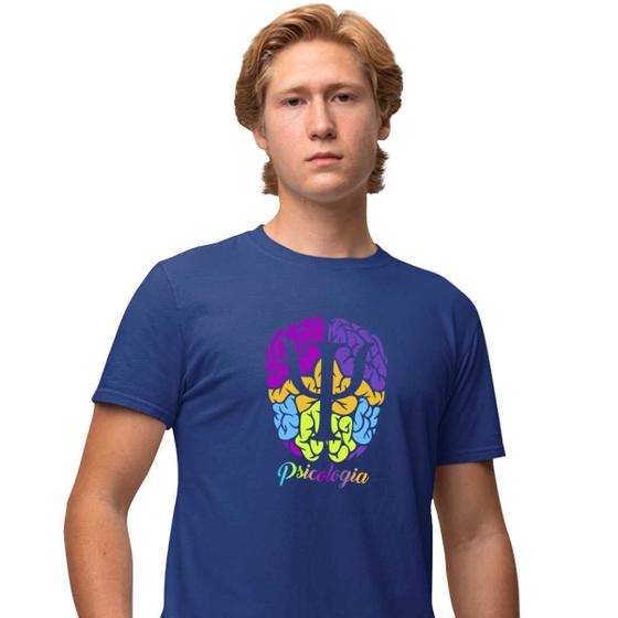 Imagem de Camisa Camiseta Masculina Estampada Psicologia 100% Algodão Fio 30.1 Penteado