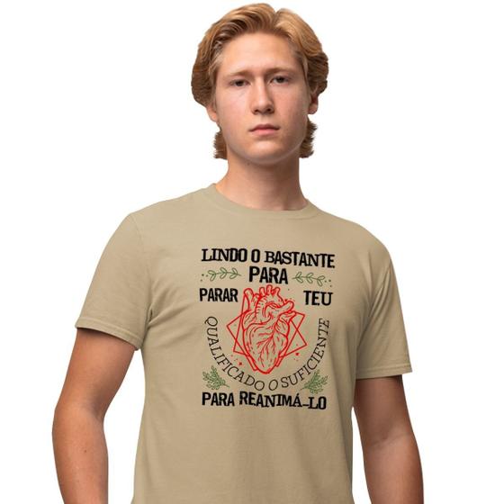 Imagem de Camisa Camiseta Masculina Estampada Qualificado Para Reanima-lo 100% Algodão Fio 30.1 Penteado