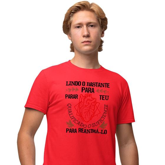 Imagem de Camisa Camiseta Masculina Estampada Qualificado Para Reanima-lo 100% Algodão Fio 30.1 Penteado