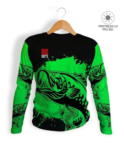 Imagem de Camisa Camiseta Masculina Térmica Com Proteção Uv Pesca (Verde) Adulto