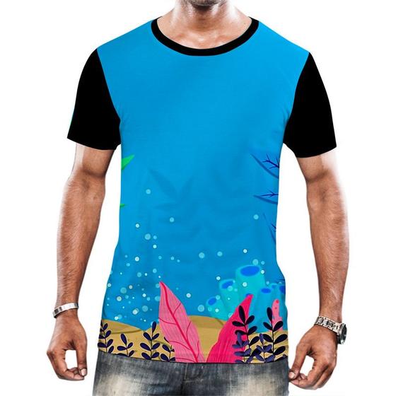 Imagem de Camisa Camiseta Paisagem Fundo do Mar Peixes Animais HD 7