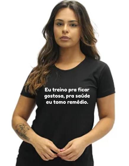 Imagem de Camisa Camiseta Preta Eu Treino Pra Ficar Gostosa M10