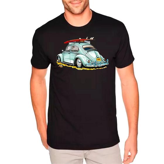 Imagem de Camisa Camiseta Preta Fusca Fusquinha Carro antigo Masculina