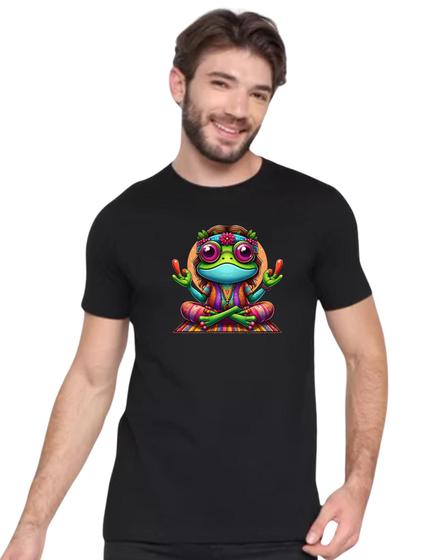 Imagem de Camisa Camiseta Preta Sapo Hippie Tapete Ioga Meditação M10