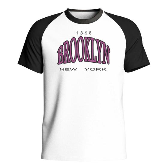 Camisa Camiseta Raglan Masculina de Algodão Gola Redonda Brooklyn - Relaxado Imagem de Camisa Camiseta Raglan Masculina de Algodão Gola Redonda Brooklyn